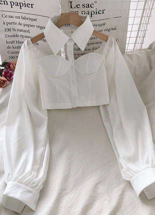 Рубашка бюстье блузка воротник