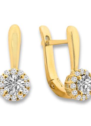 Жіночі золоті сережки з діамантами 0,55 карат. жовте золото. нові (код: 17335)