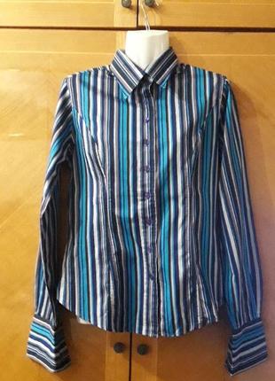 100% хлопок  брендовая стильная рубашка  под запонки р. 10 от tm lewin