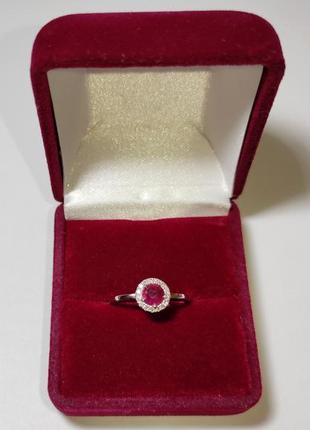 Женское золотое кольцо с рубином и бриллиантами 0.12 карат 17 мм. белое золото. новое (код: 14620)6 фото
