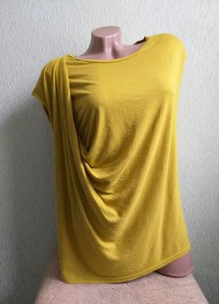 Необычная футболка с драпировкой. туника в греческом стиле. желтая, горчичная.