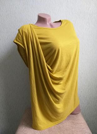 Необычная футболка с драпировкой. туника в греческом стиле. желтая, горчичная.2 фото