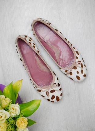 Балетка туфли принт жираф кожаный низкий ход