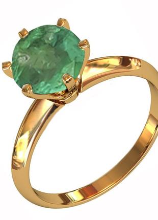 Женское золотое кольцо с натуральным изумрудом 0,70 карат 16,5 мм. желтое золото. новое (код: 14602)1 фото
