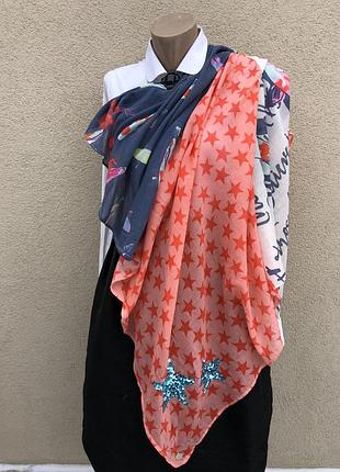 Большой шарф,платок,шаль в звёзды пайетки,