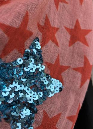 Большой шарф,платок,шаль в звёзды пайетки,3 фото