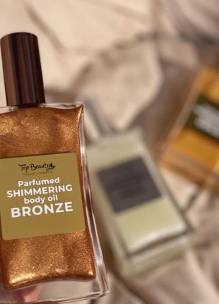 Бронзер мерехтливе сухе масло з шиммером бронза бронзатор body shimmer top beauty