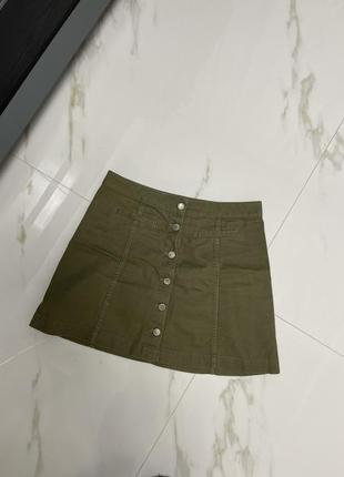 Джинсовая юбка оливково цвета1 фото
