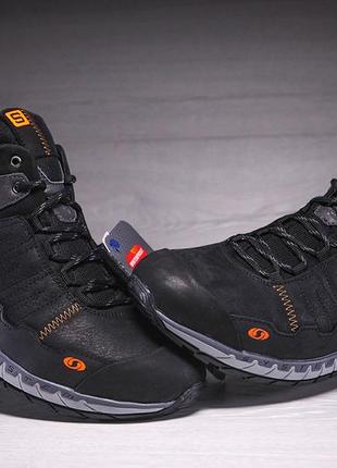 Шкіряні зимові черевики, кросівки термо, salomon s1 black gore-tex winterfrost6 фото