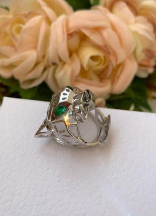 Кольцо леопард в посеребрении