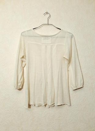 Симпатичная кофточка блуза белая молочного цвета со складками трикотажная женская6 фото