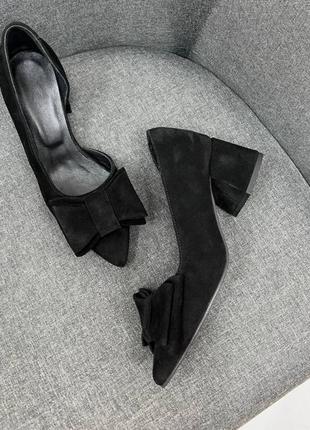 Туфли черные bantik 🎀 натуральный замш удобный каблук 35-41