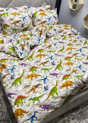 Набір постільної білизни / комплект постельного белья "динозавры, 100% хлопок1 фото