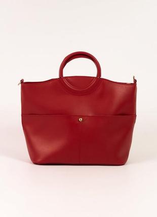 Женская сумка красная с круглыми ручками, жіноча зручна сумочка червона