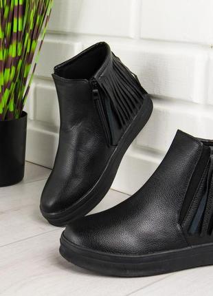 Ботинки женские, ботильоны, черные "toryni" эко кожа, удобная, повседневная женская обувь