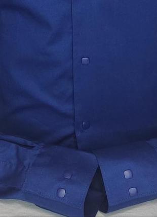 Рубашка мужская fiorenzo vd-0061 синяя однотонная приталенная турция стретч, стильная с длинным рукавом кнопки3 фото