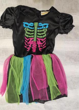 Карнавальное платье скелет на 7-10лет