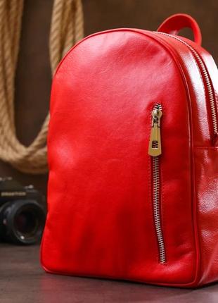 Красный рюкзак женский кожаный
