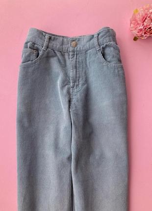 Вельветові блакитні прямі джинси pull&bear, м, 286 фото