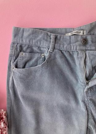 Вельветові блакитні прямі джинси pull&bear, м, 283 фото