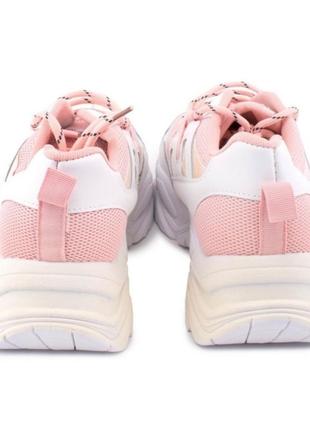 Стильные белые розовые пудра кроссовки на платформе толстой подошве массивные модные кроссы сетка текстиль5 фото