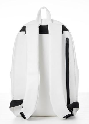 Білий, чоловічий, великий і місткий рюкзак з якісною екошкіра на навчання, під ноутбук5 фото