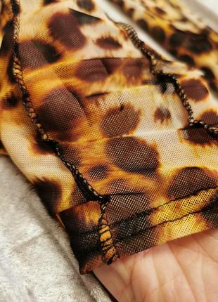 Комбинезон леопардовый сетка принт леопард стрейч prettylittlething брючный лосины6 фото