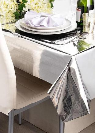 Скатертина клейонка з фольги срібляста - розмір 270*100см