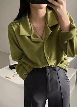 Вельветова сорочка піджак зелений