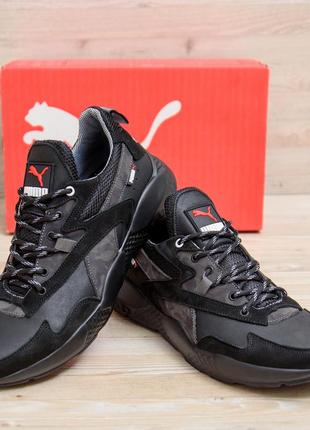 Мужские кожаные кроссовки puma st runner black3 фото