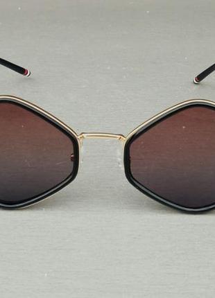 Thom browne стильні сонцезахисні окуляри унісекс ромбоподібні бордово сірий градієнт в золотому металі2 фото