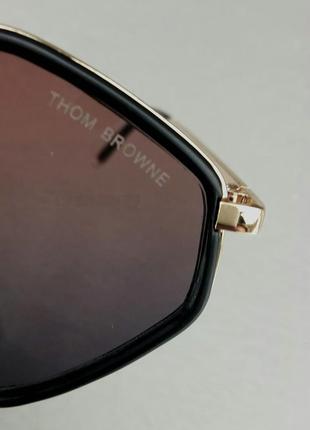 Thom browne стильні сонцезахисні окуляри унісекс ромбоподібні бордово сірий градієнт в золотому металі9 фото