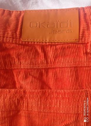Вельветовые хлопковые подростковые оранжевы штаны  брюки okaidi хлопок оригинал бавовна бавовняні ве4 фото