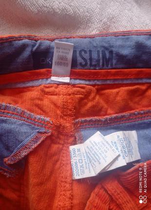 Вельветовые хлопковые подростковые оранжевы штаны  брюки okaidi хлопок оригинал бавовна бавовняні ве6 фото