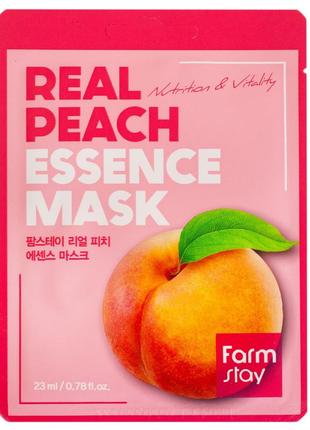 Тканевая маска с экстрактом персика farmstay real peach essence mask 23 ml