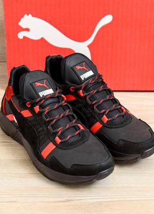 Мужские кожаные кроссовки puma st runner black3 фото