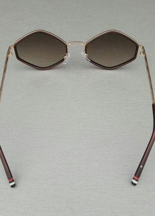 Очки в стиле thom browne стильные солнцезащитные очки унисекс ромбовидные коричневый градиент в золотом металле5 фото