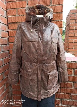 Утепленная куртка из натуральной качественной кожи 50-526 фото