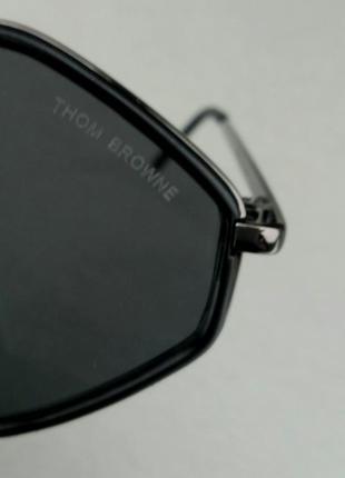 Thom browne стильные солнцезащитные очки унисекс ромбовидные чёрные в черном металле9 фото