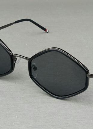 Thom browne стильные солнцезащитные очки унисекс ромбовидные чёрные в черном металле