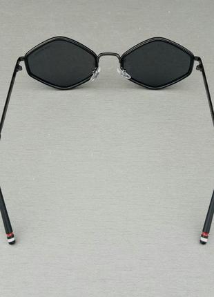 Thom browne стильные солнцезащитные очки унисекс ромбовидные чёрные в черном металле5 фото