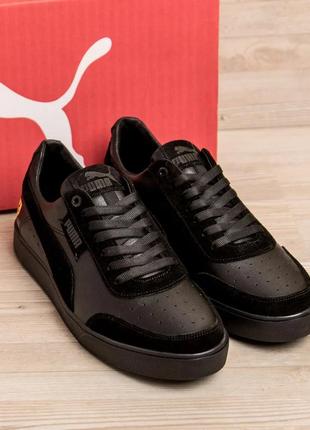 Мужские кожаные кроссовки puma ferrari black