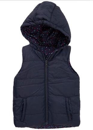 Демісезонна двостороння жилетка з капюшоном на дівчинку р. 98, topolino2 фото