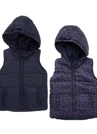 Демісезонна двостороння жилетка з капюшоном на дівчинку р. 98, topolino