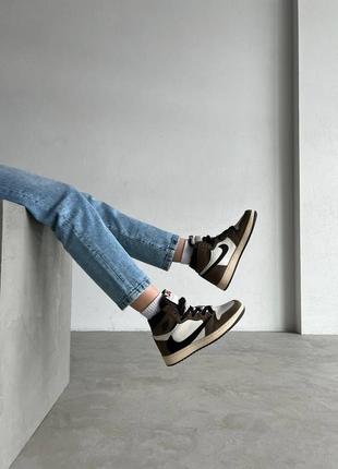 Кросівки air jordan 1 mid x travis scott brown кроссовки10 фото