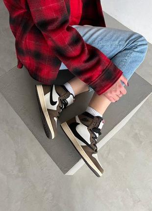 Кросівки air jordan 1 mid x travis scott brown кроссовки8 фото