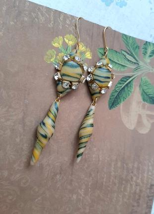 Сережки hand made полімерна глина бохо етно стиль ручн раб підвіски bohochic имит