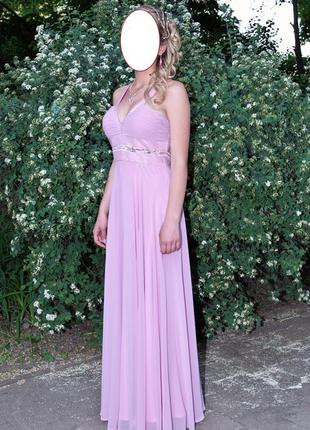 Выпускное вечернее дизайнерское розовое пудровое платье2 фото