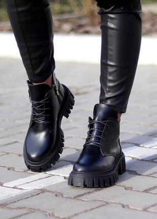 Крутые кожаные женские милитари ботинки гриндерсы натуральная кожа3 фото