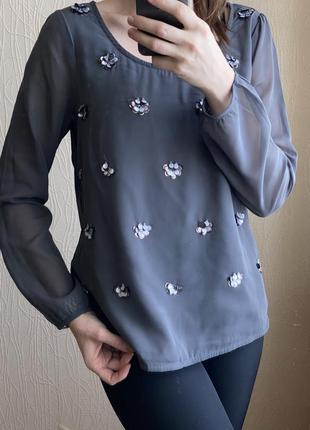 Нарядная блуза с паетками zara h&m